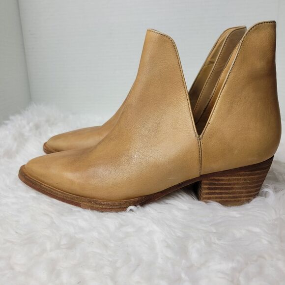 Free People Charm Double V Womens Size 6.5 Brown Leather Western Ankle Boots - Picture 3 of 10